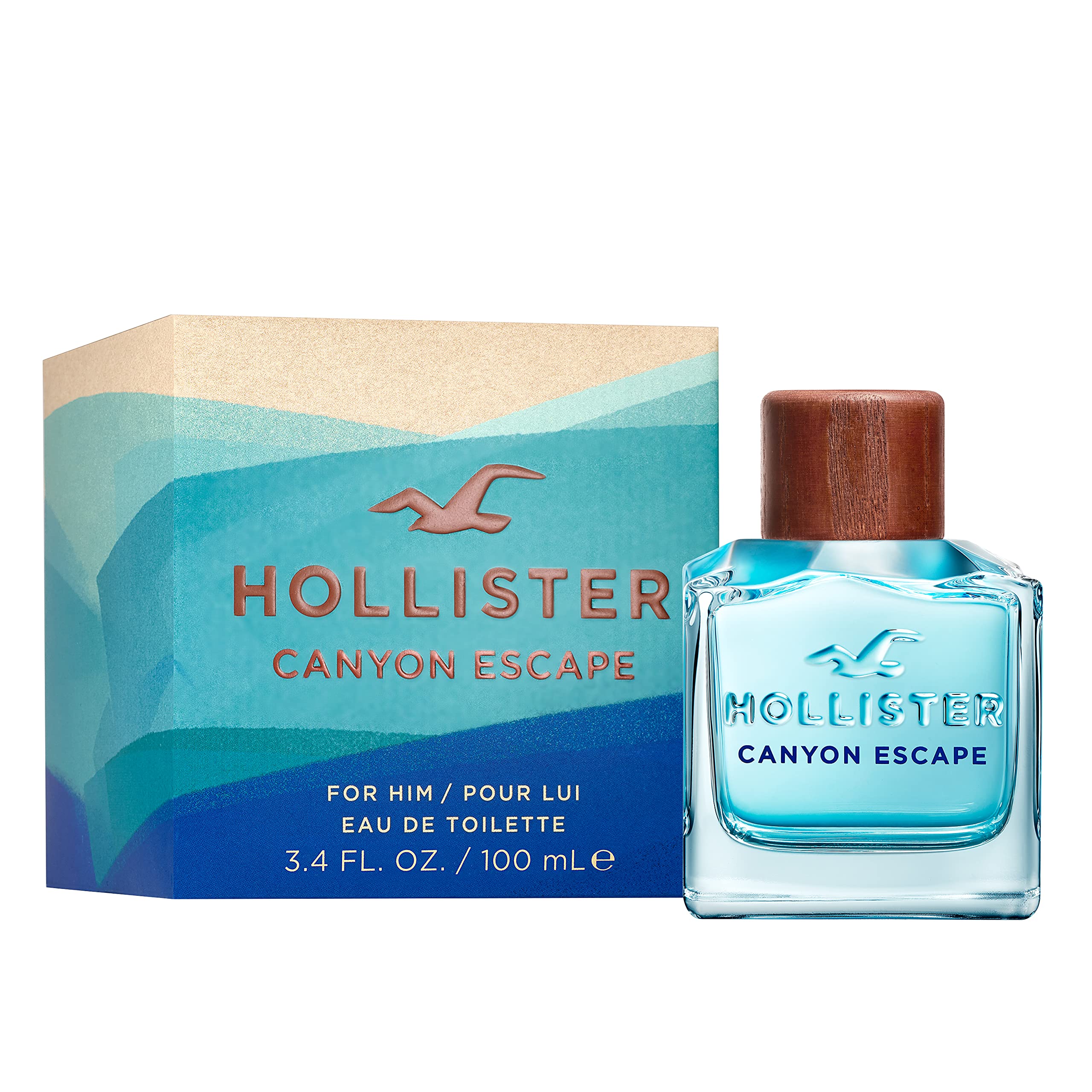 Hollister Canyon Escape bottle back view highlights premium design details.