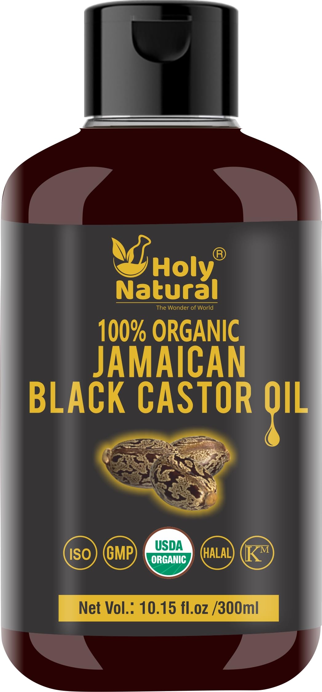 Holy Natural aceite negro jamaicano en bote para nutrición capilar diaria.