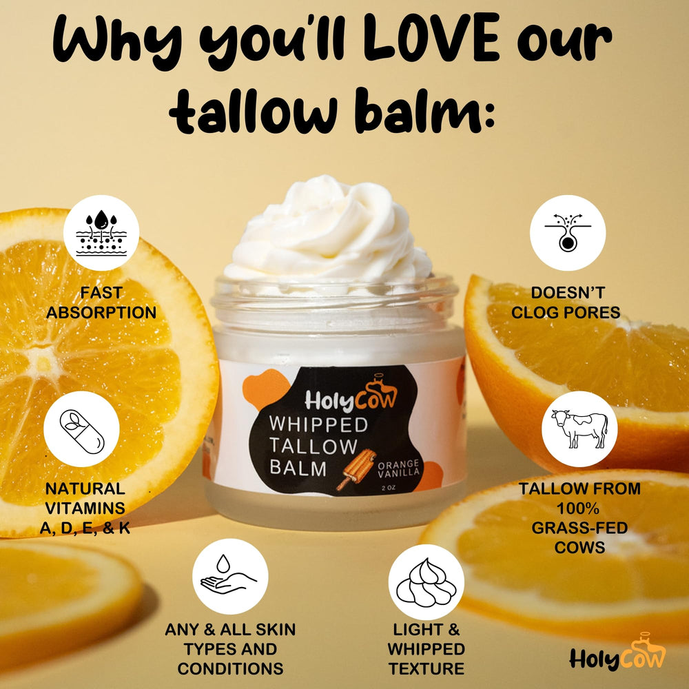 HolyCow jojoba-oil infused tallow face application demonstrates non-greasy hydration