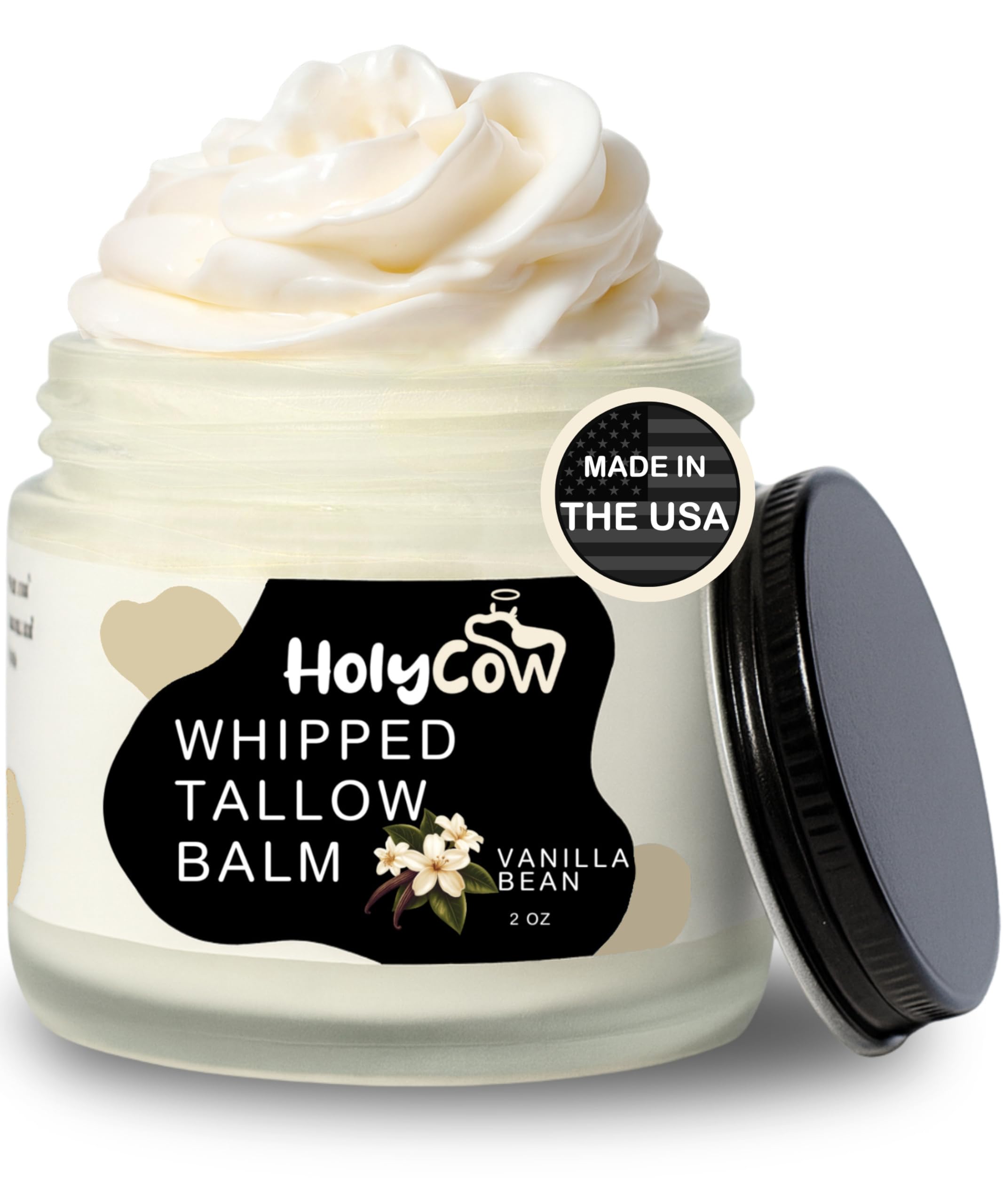 HolyCow whipped tallow balm vanilla jar for deep skin hydration