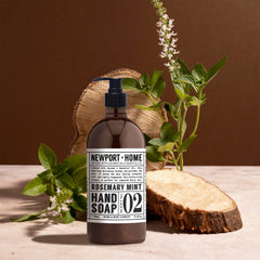 Home & Body Co Newport Rosemary Mint hand soap pump with refreshing daily scent.