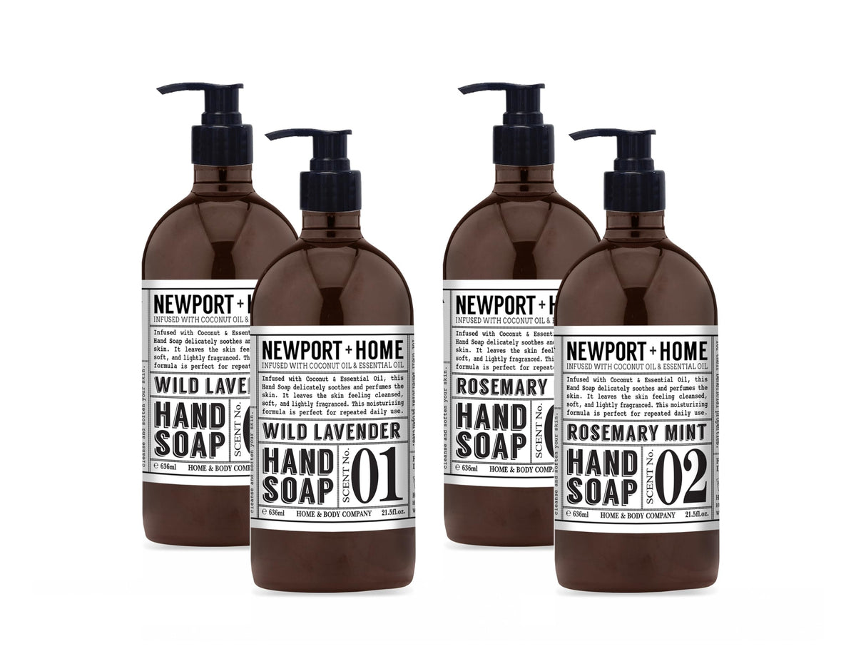 Home & Body Co Newport Wild Lavender hand soap pump for gentle cleansing.