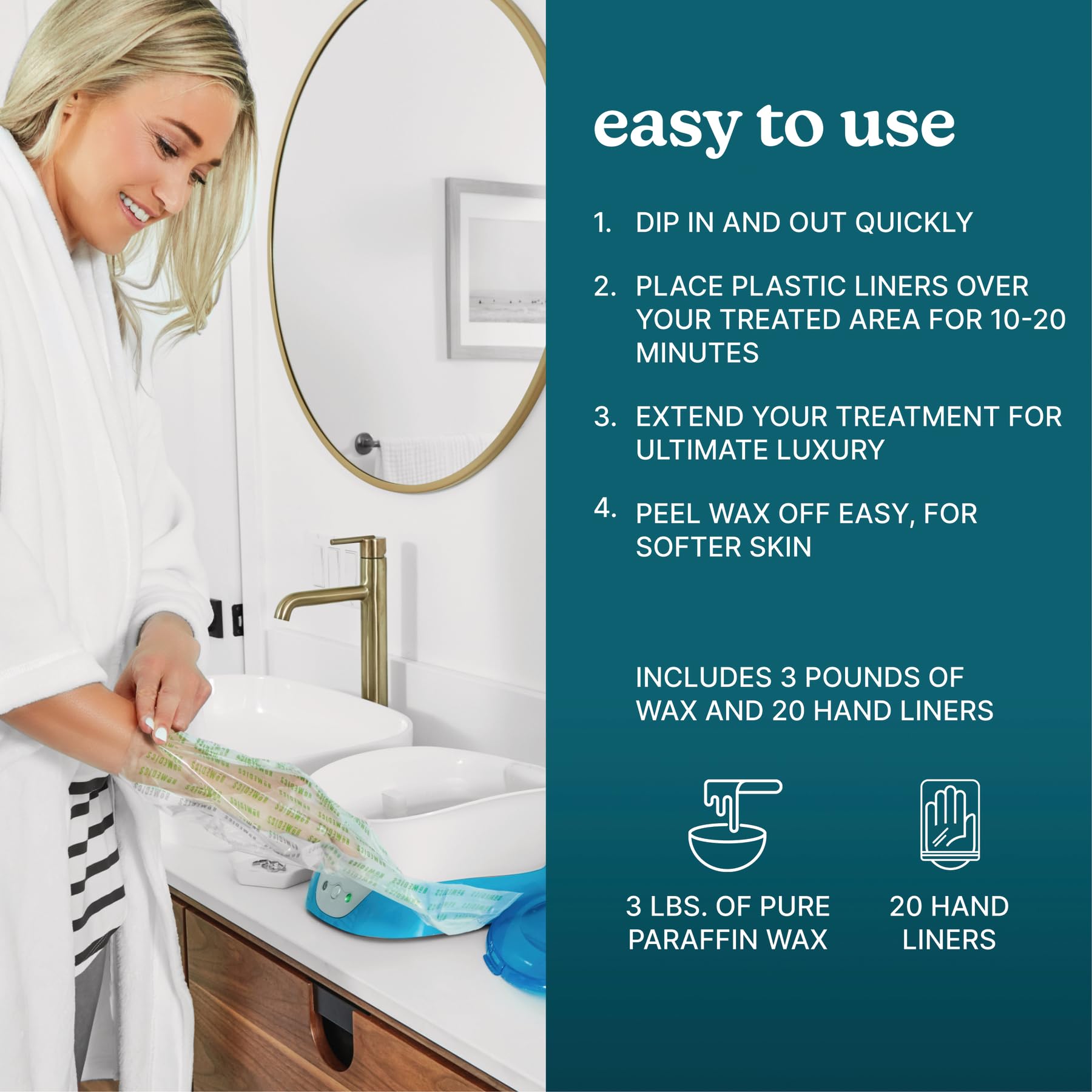 Homedics ParaSpa 20 hand liners enable multiple hygienic treatments.