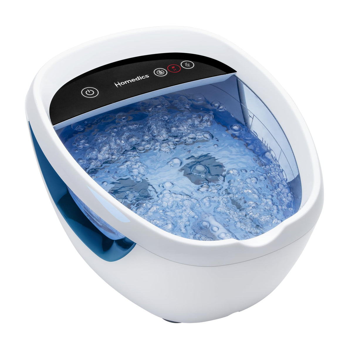 HoMedics Shiatsu Bliss Footbath with Heat Boost heats water for soothing foot relief.