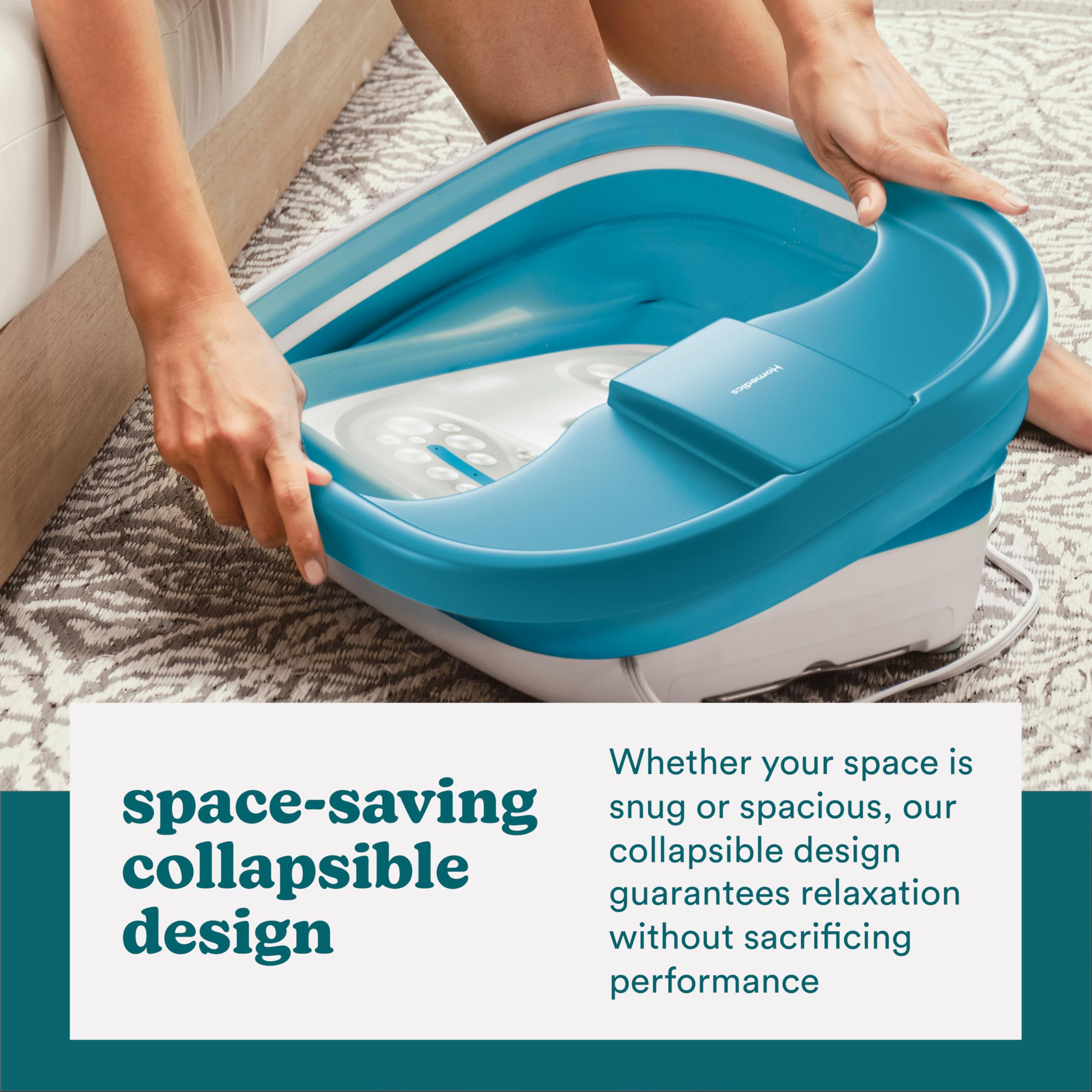 Homedics foot spa with removable pumice stone for smoother heels.