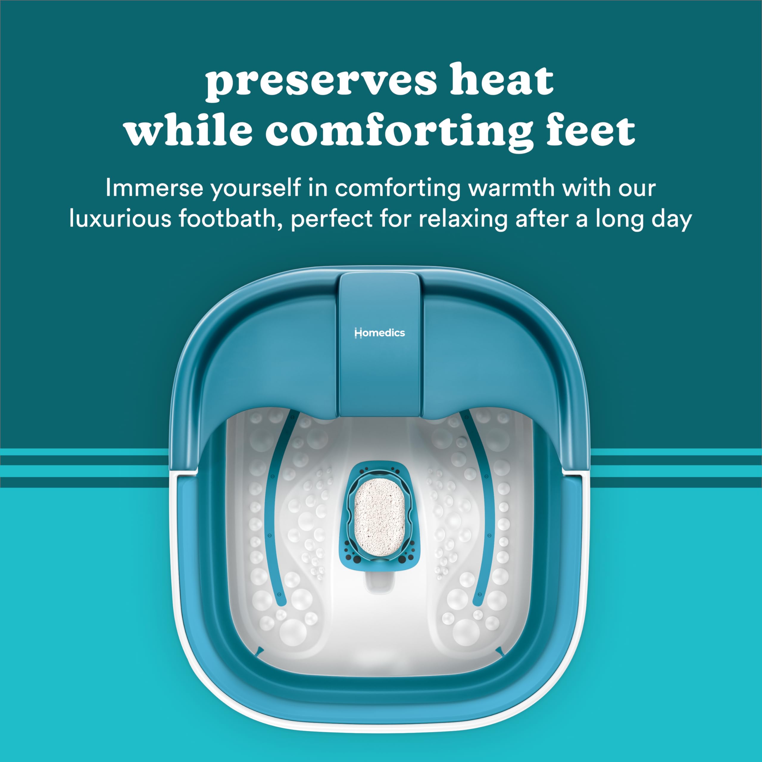 Homedics Bubble Mate splash guard design prevents spills.