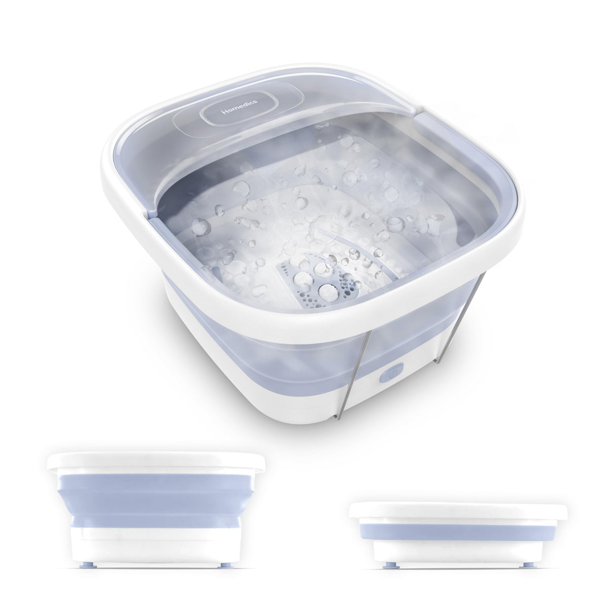 HoMedics Smart Space Footbath showing collapsible design for compact storage
