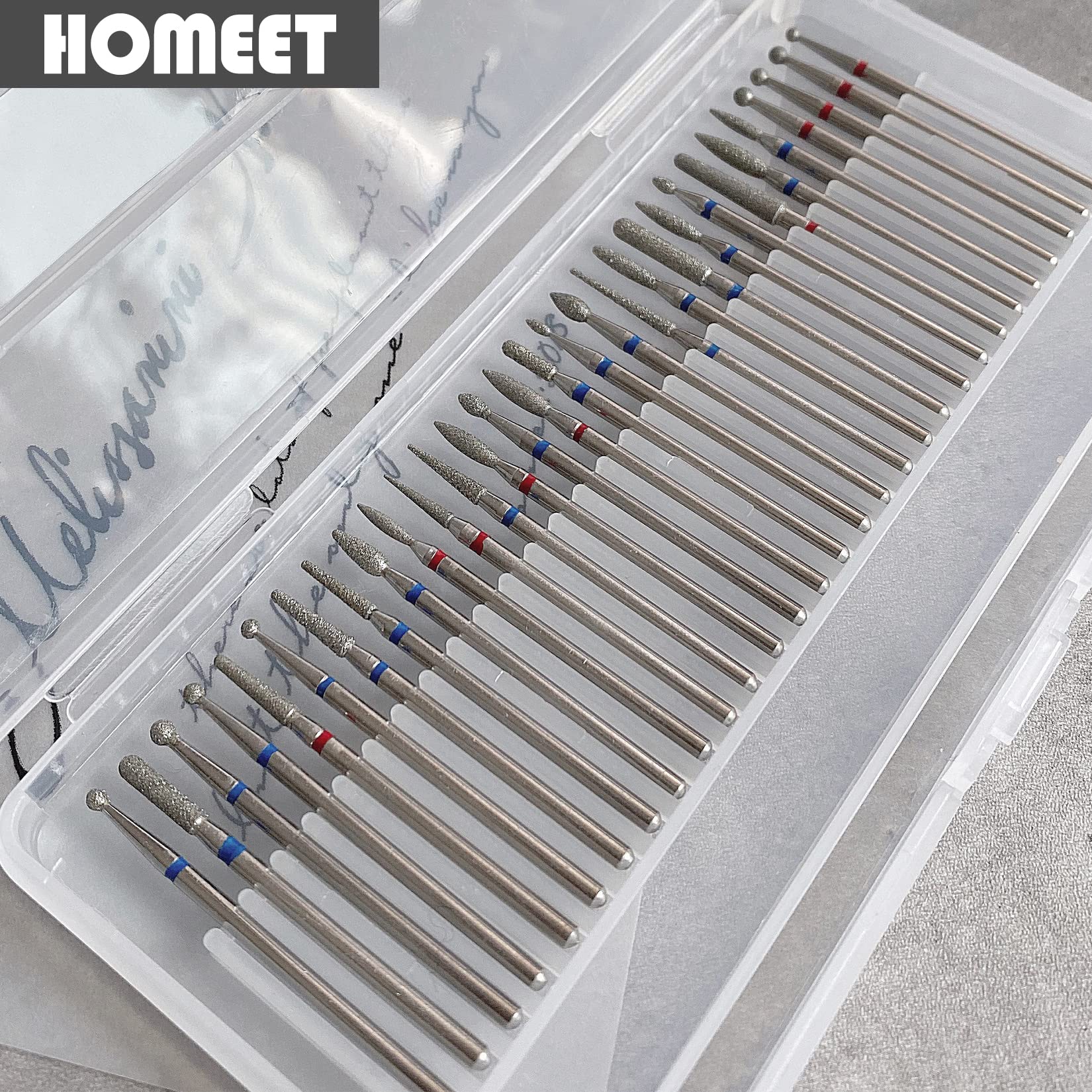 Homeet clear storage box keeps all 30 bits organized and ready to use.
