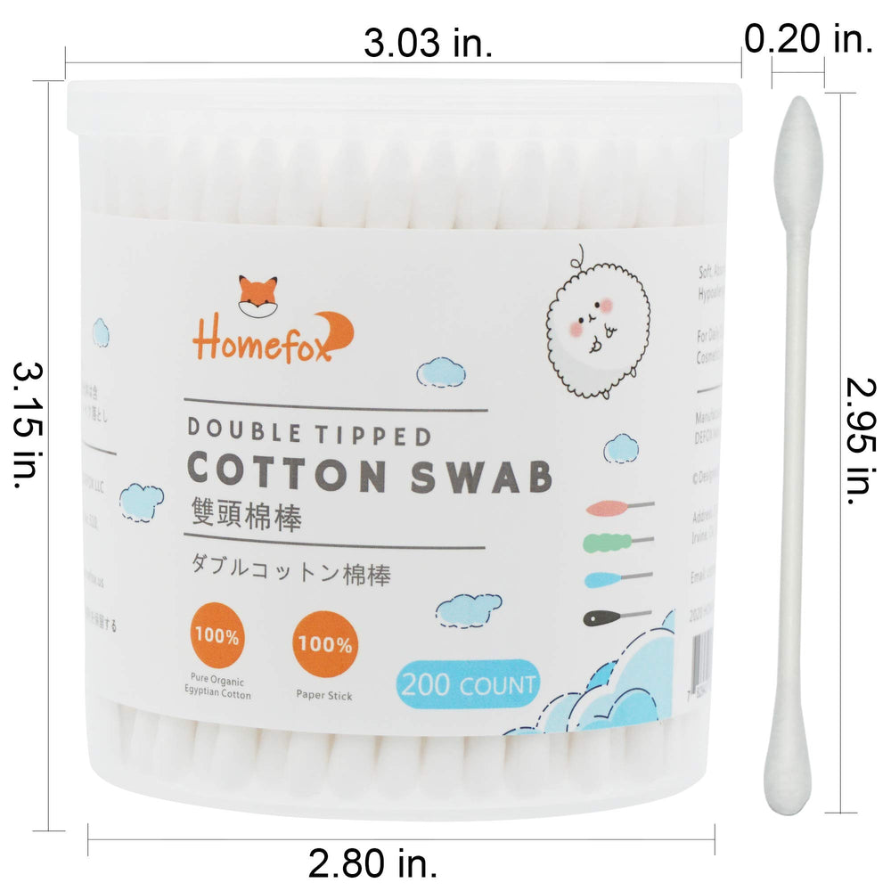 HOMEFOX round-tip cotton swabs for soft, gentle daily skincare and cleansing.