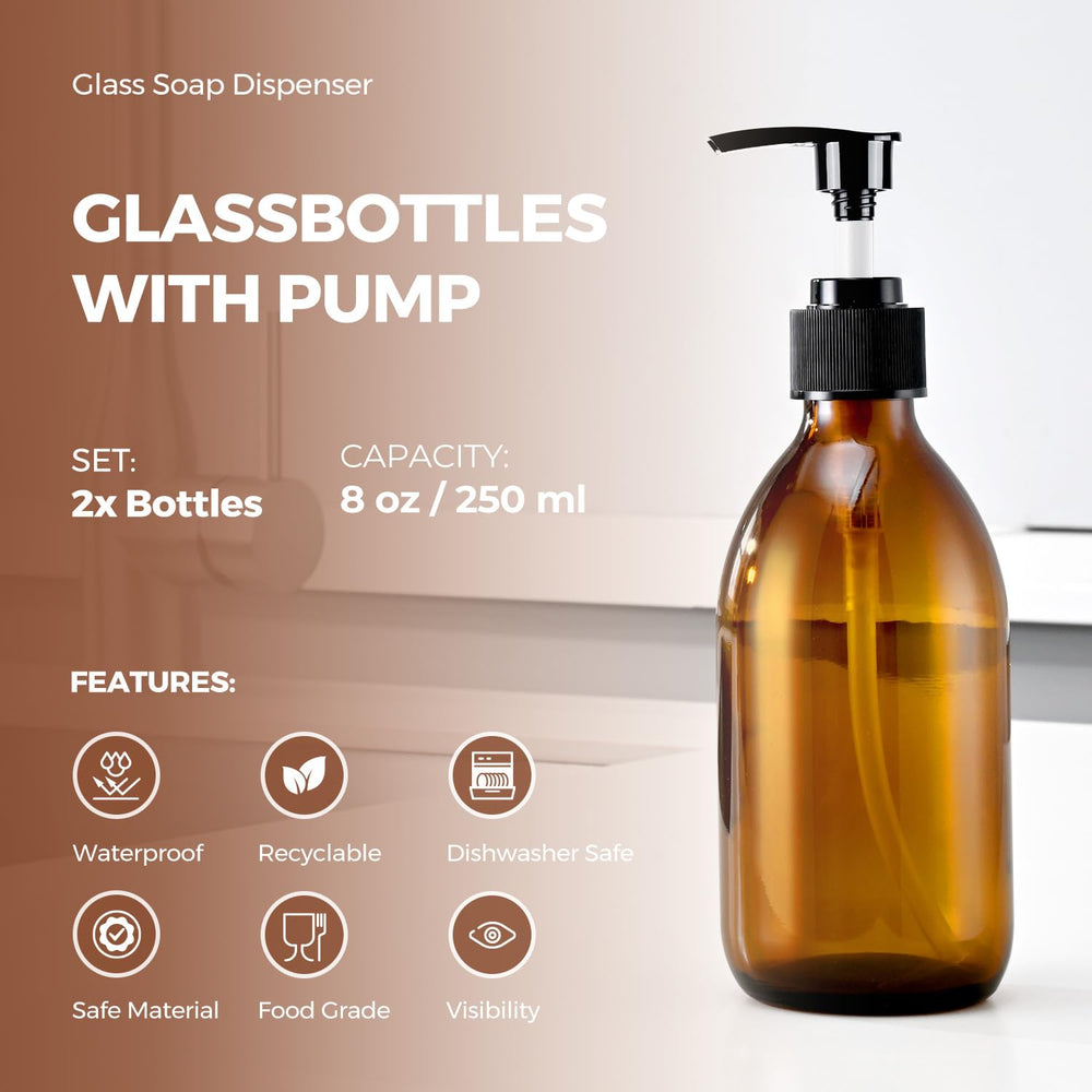 HomePicker amber glass bottle dispenses lotion smoothly while protecting ingredients from light.