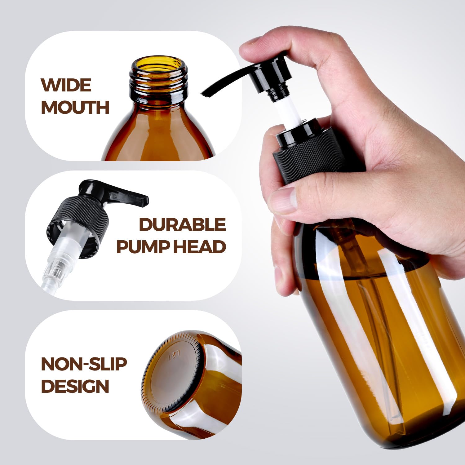 HomePicker bonus pump cap included keeps liquids fresh between uses.