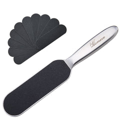 Homeve professional pedicure foot file with reusable stainless steel handle for at-home care