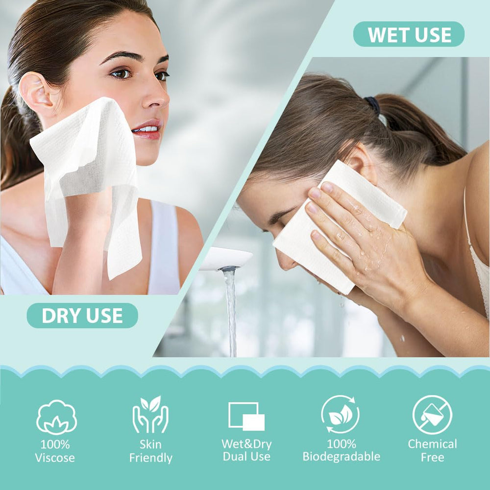 HOMEXCEL biodegradable face towels made from natural fiber for sensitive skin.