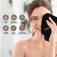 HOMEXCEL black makeup remover towel hides stains after use