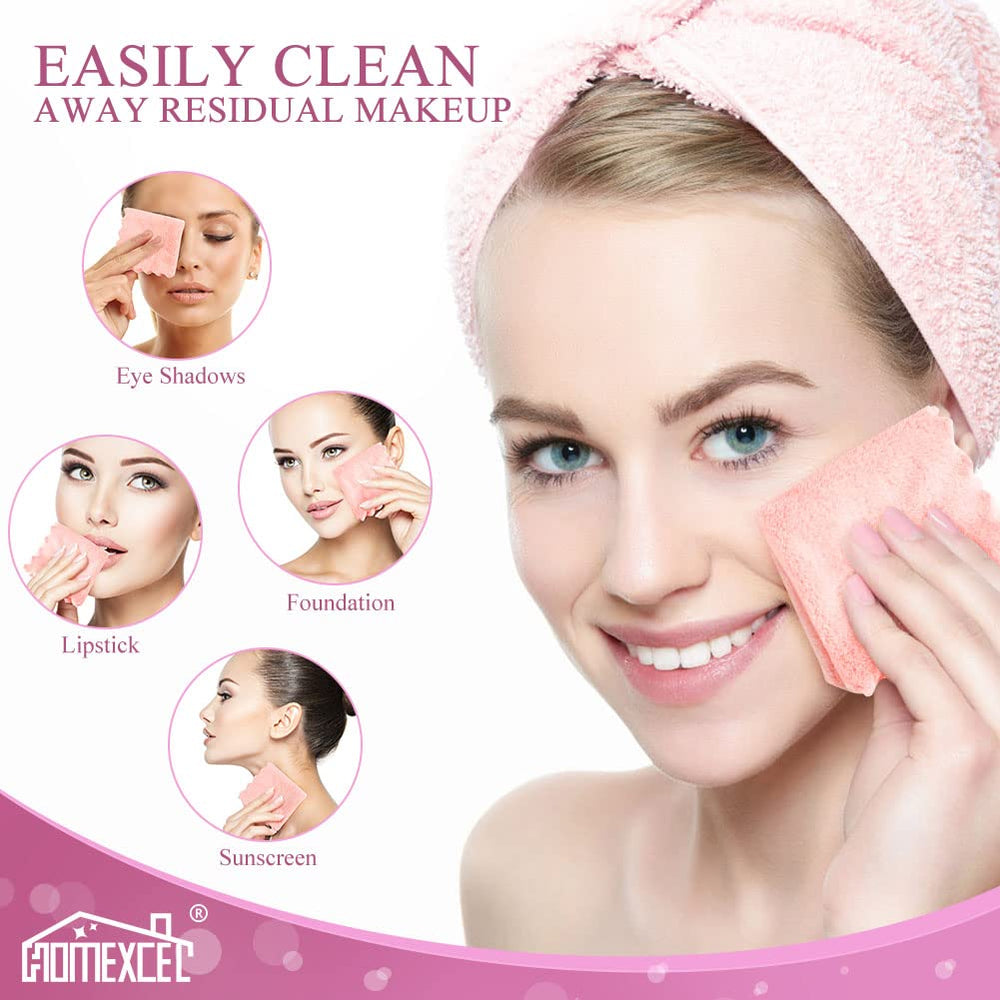 HOMEXCEL paño para retirar maquillaje con agua tibia y limpiador suave