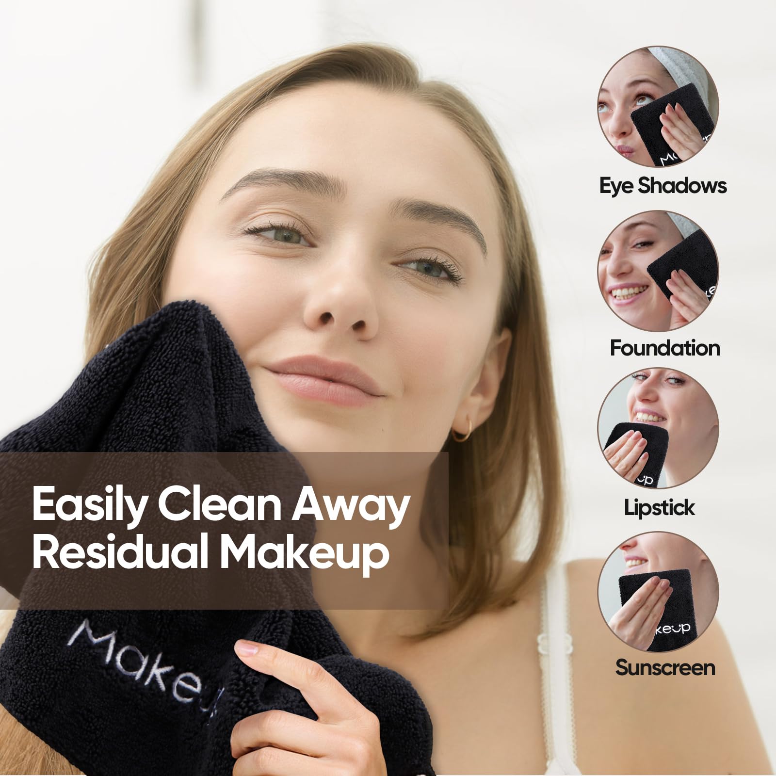 HOMEXCEL makeup cloth embroidery design adds decorative touch while cleansing