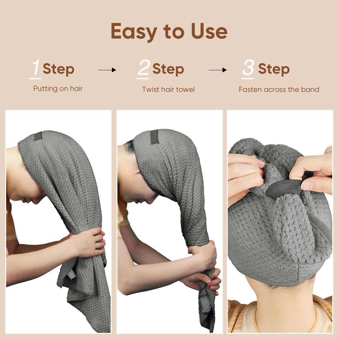 HOMEXCEL toalla con reducción de encrespamiento para cabello más manejable.