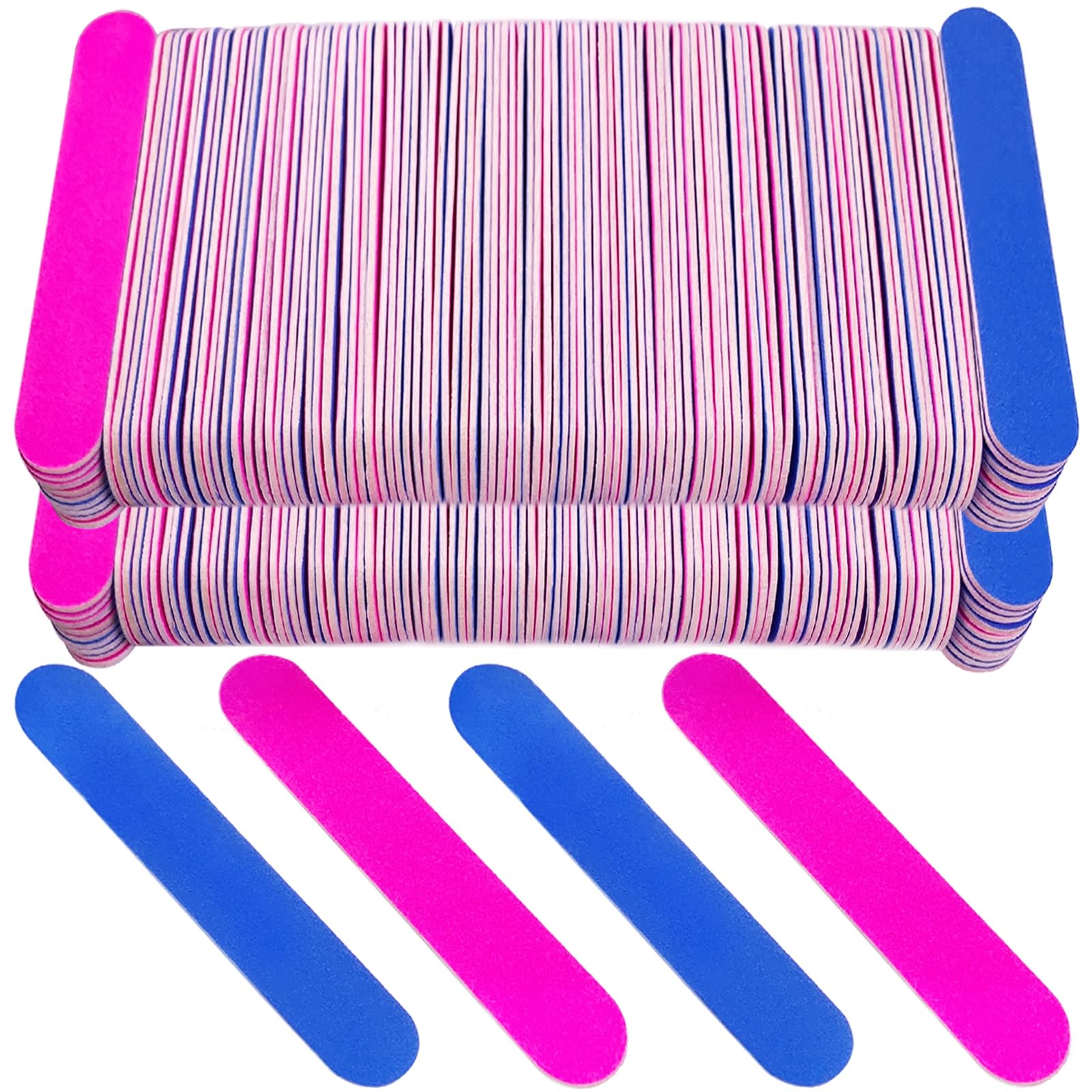 HomeyEra 200-pcs emery boards in pink and blue for easy home nail care