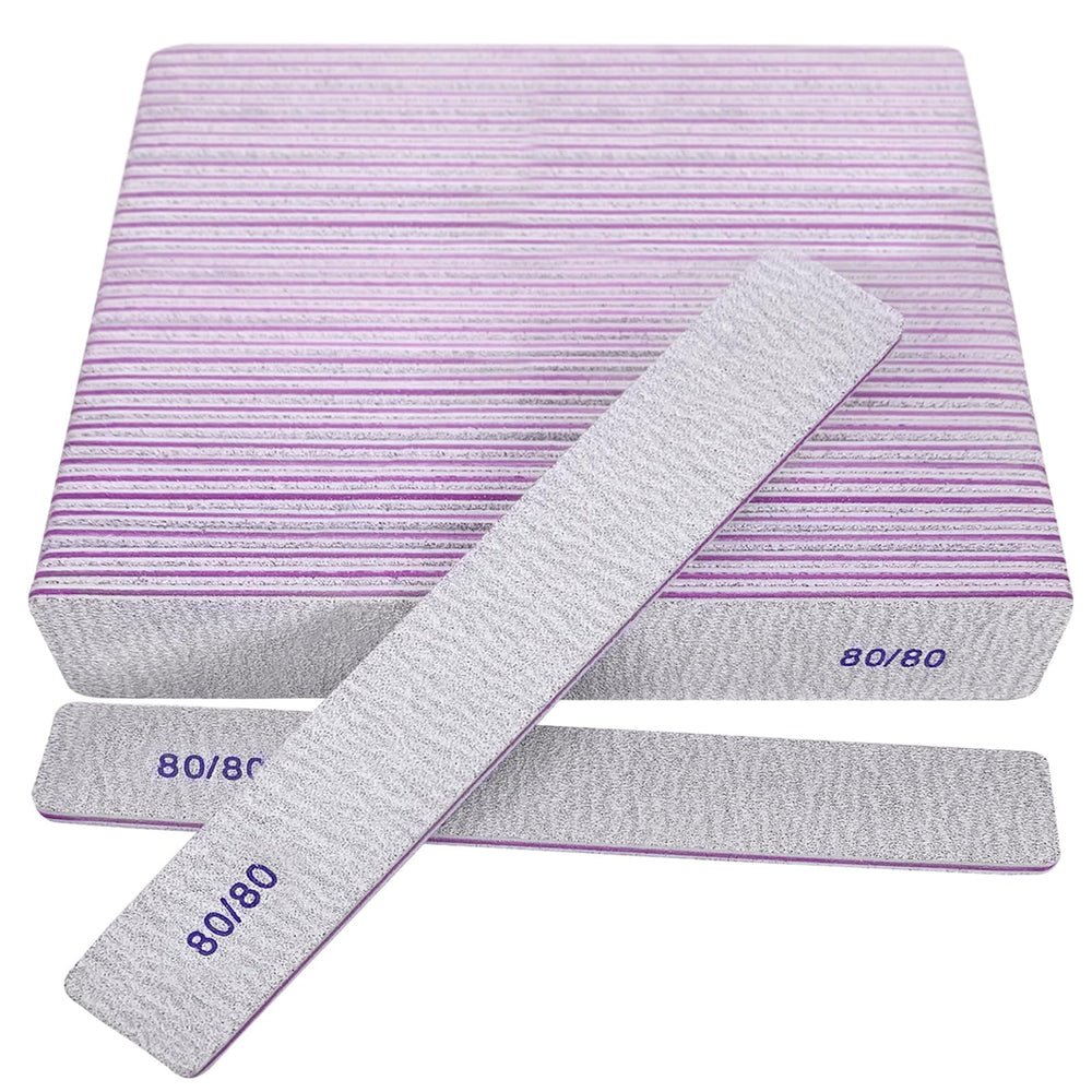 HomeyEra 80/80 grit nail files pack 24 for quick acrylic and gel nail shaping.
