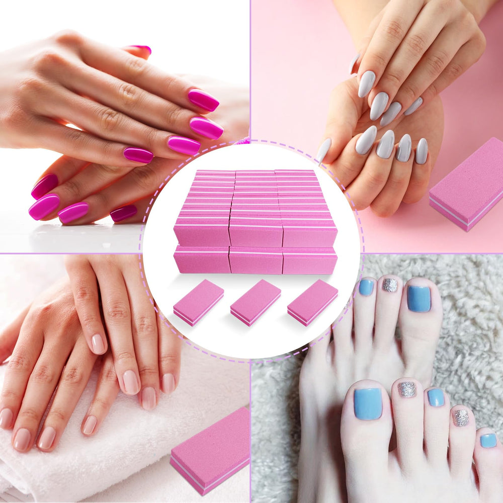 Coarse 100-grit side in use to file uneven nail surfaces on HomeyEra buffer.