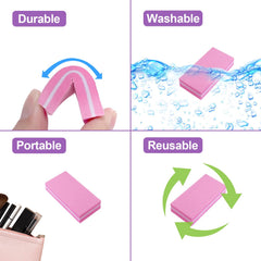 Compact HomeyEra pink buffer block designed for purse-sized touch-ups on the go.
