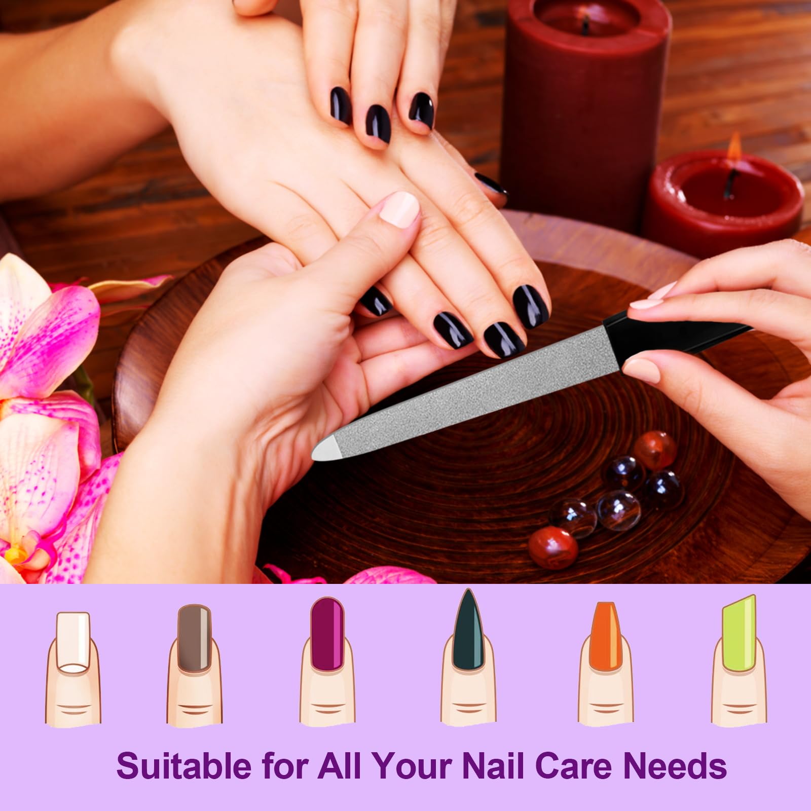 HomeyEra nail file with anti-slip handle for comfortable control.