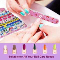 HomeyEra flowery nail files close-up shows 100/180 grit for precision and surface refinement.