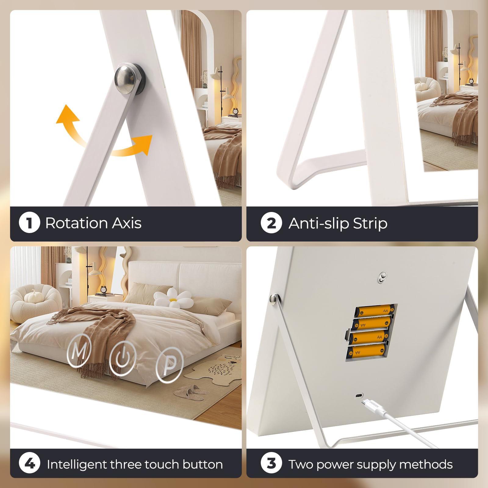 Homtang vanity mirror on a tidy desk setup in home environment