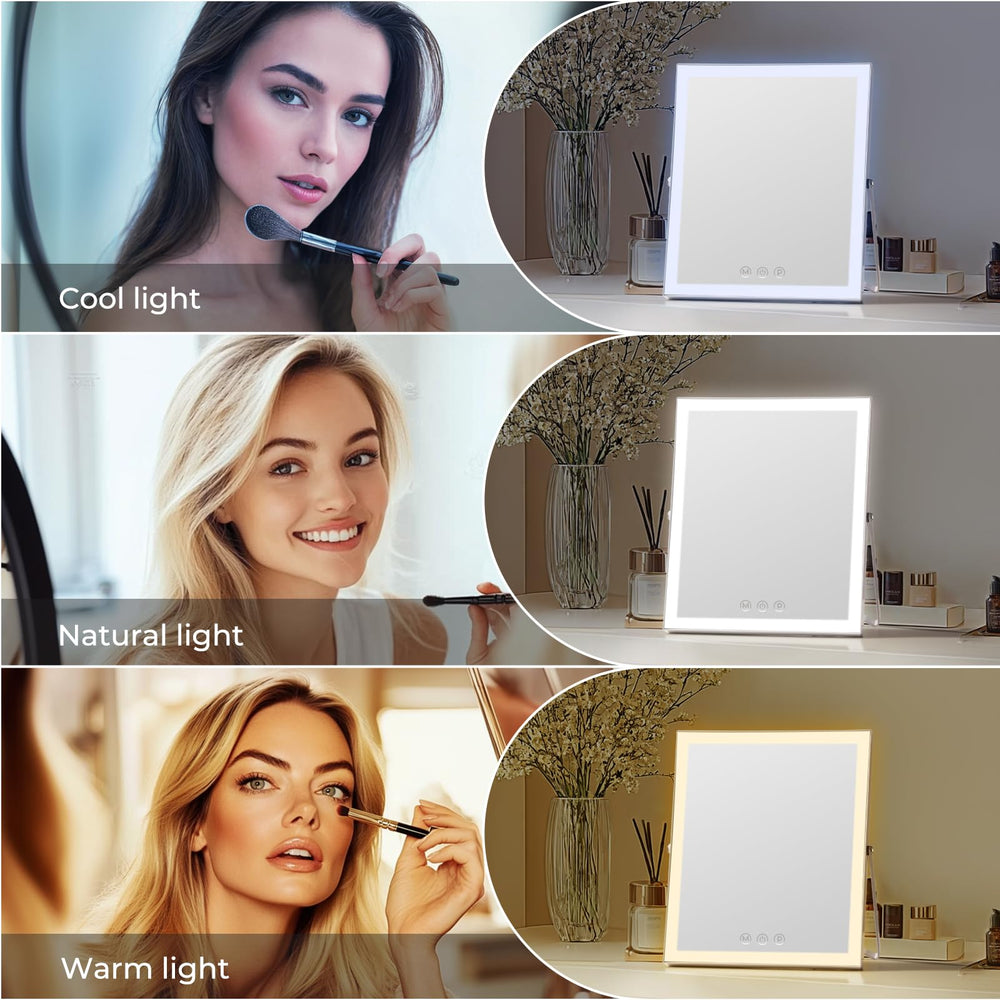 Homtang vanity mirror side view showing slim desk profile