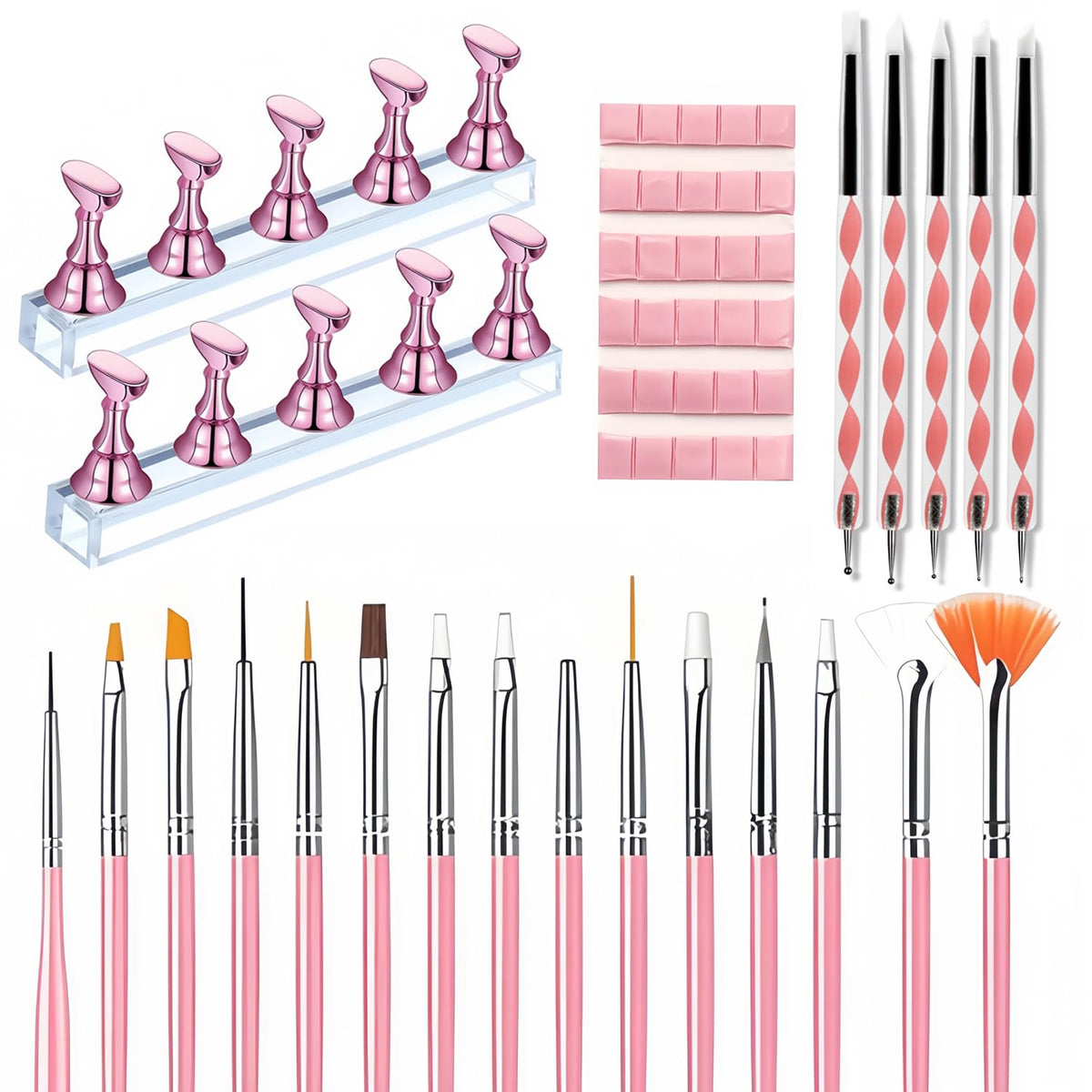 HomTop nail art brushes set with multi-size bristles for precise detailing in DIY manicures.