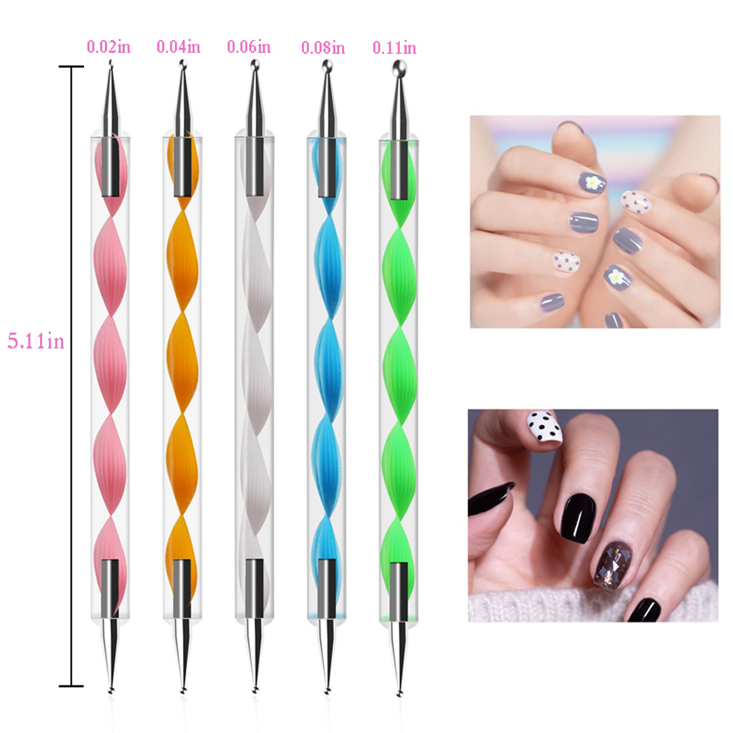 HomTop nail art brushes in three sizes for fine lines.