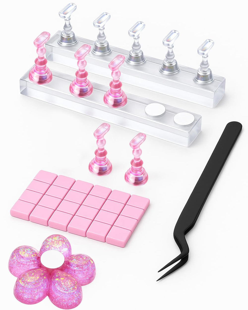 HomTop nail stand pair with magnetic bases for stable nail art setup