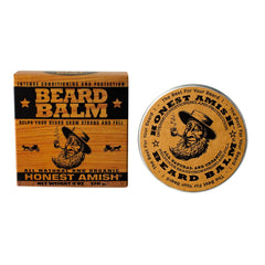 Honest Amish beard balm being applied from 4 oz tin to beard