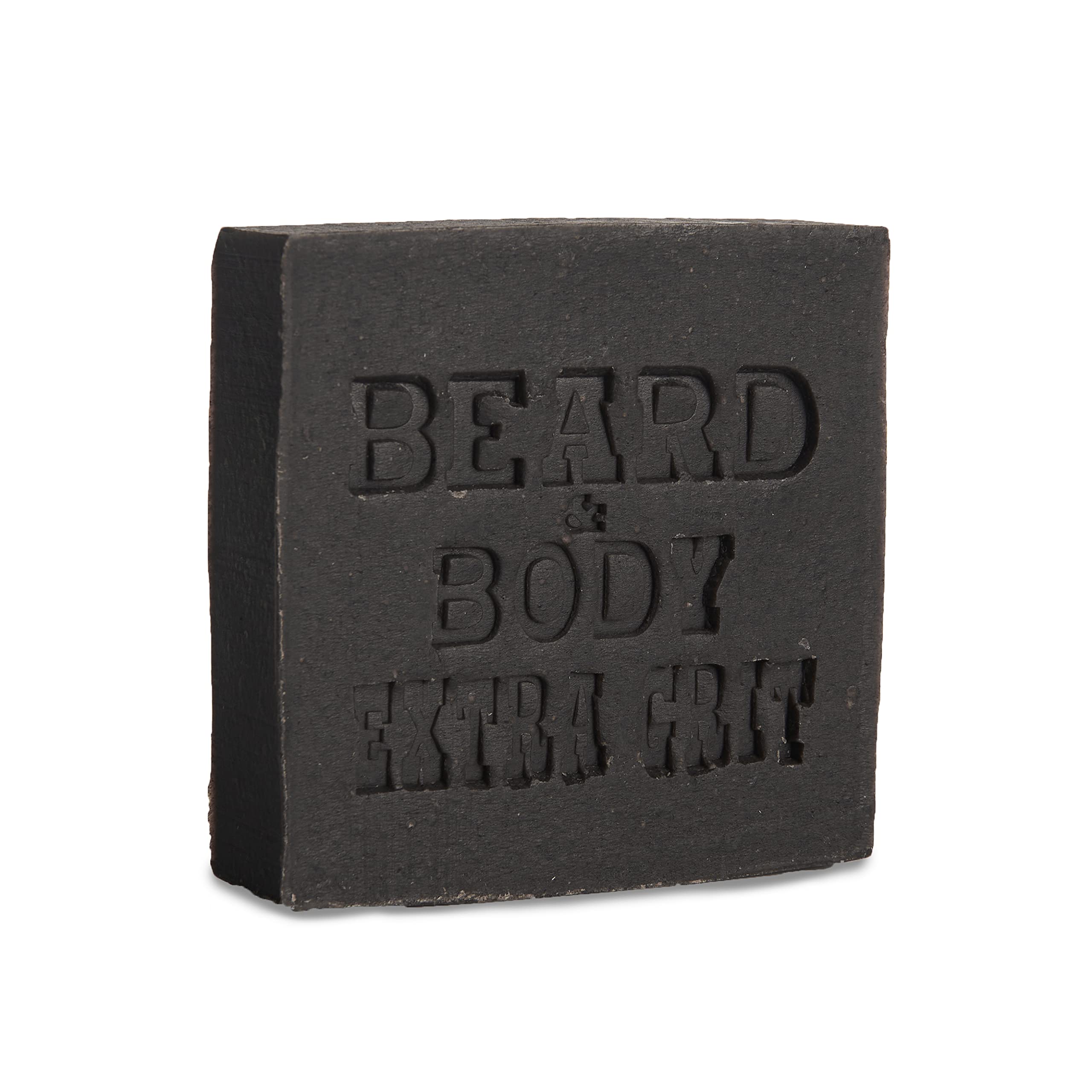 Honest Amish Beard and Body Soap Extra Grit bottle highlighting exfoliating formula for deeper cleanse