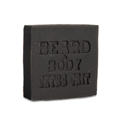 Honest Amish Beard and Body Soap Extra Grit bottle highlighting exfoliating formula for deeper cleanse