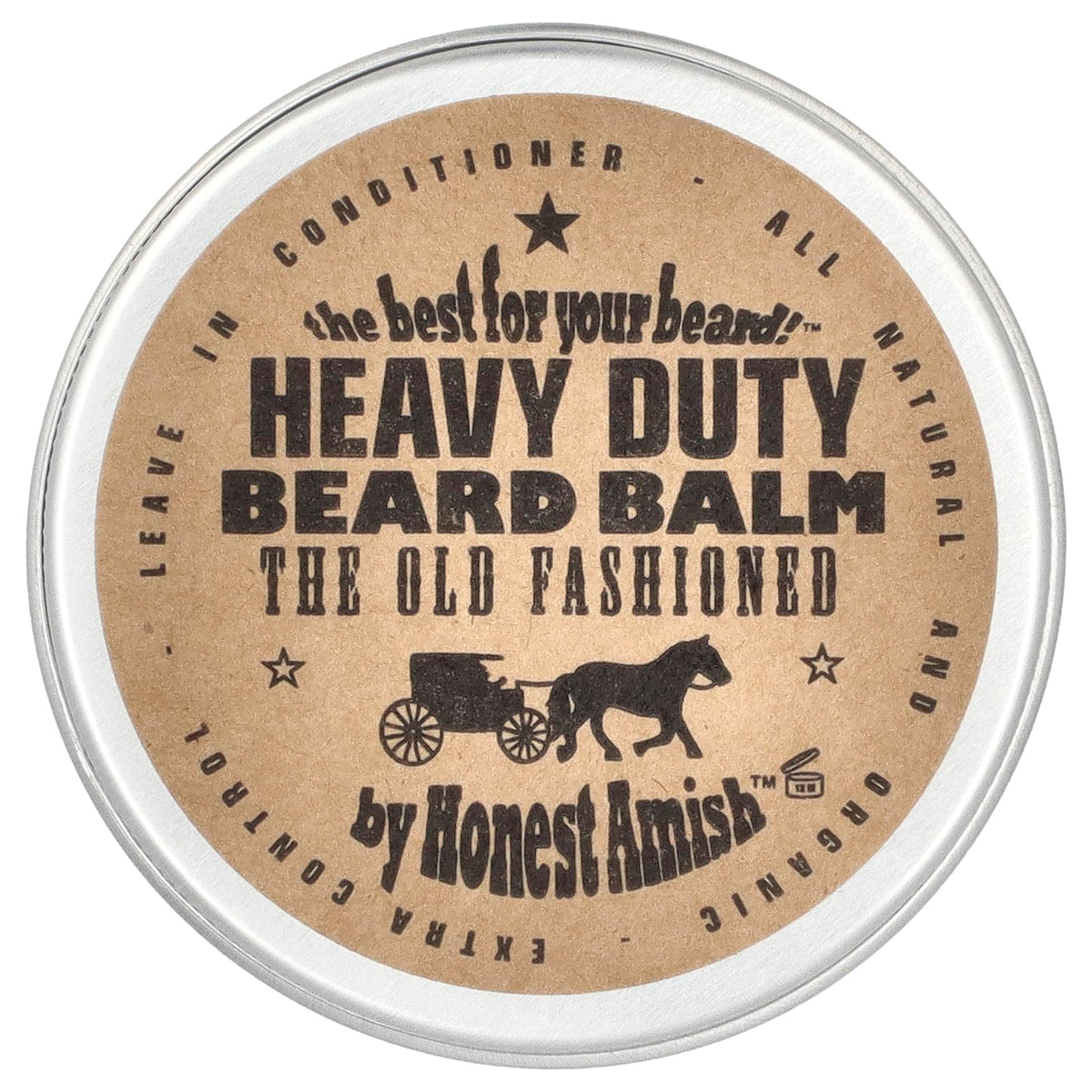 Honest Amish Heavy Duty Beard Balm 2oz jar front view for deep conditioning