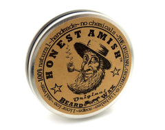 Honest Amish Original Beard Wax in use for light shaping and tame unruly hairs.