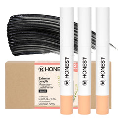 Honest Beauty 2-in-1 extreme length mascara primer pack front view promotes long-wear lashes.