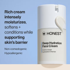 Closeup of Honest Beauty Deep Hydration Face Cream jar highlighting rich texture
