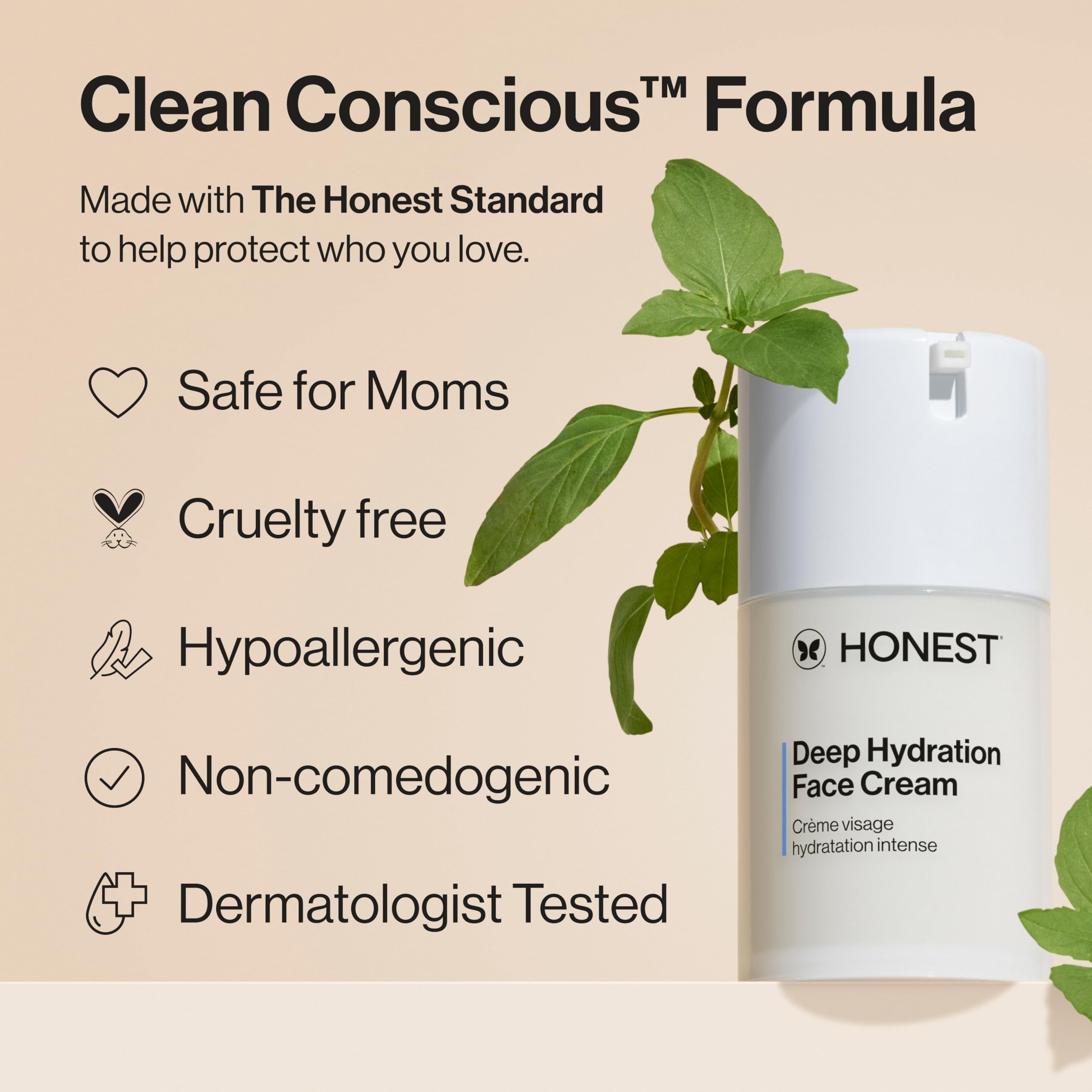 Honest Beauty Deep Hydration hypoallergenic label suitable for sensitive skin