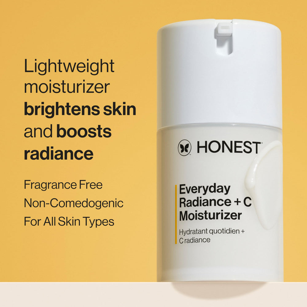 Honest Beauty Everyday Radiance moisturizer texture swatch showing sheer glow
