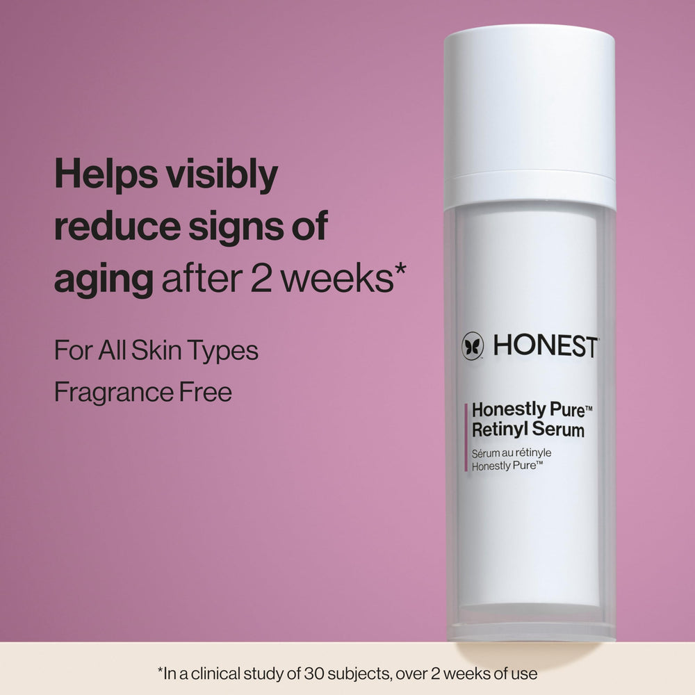 Honest Beauty Honestly Pure Nightly Retinyl Serum dropper for precise dosing
