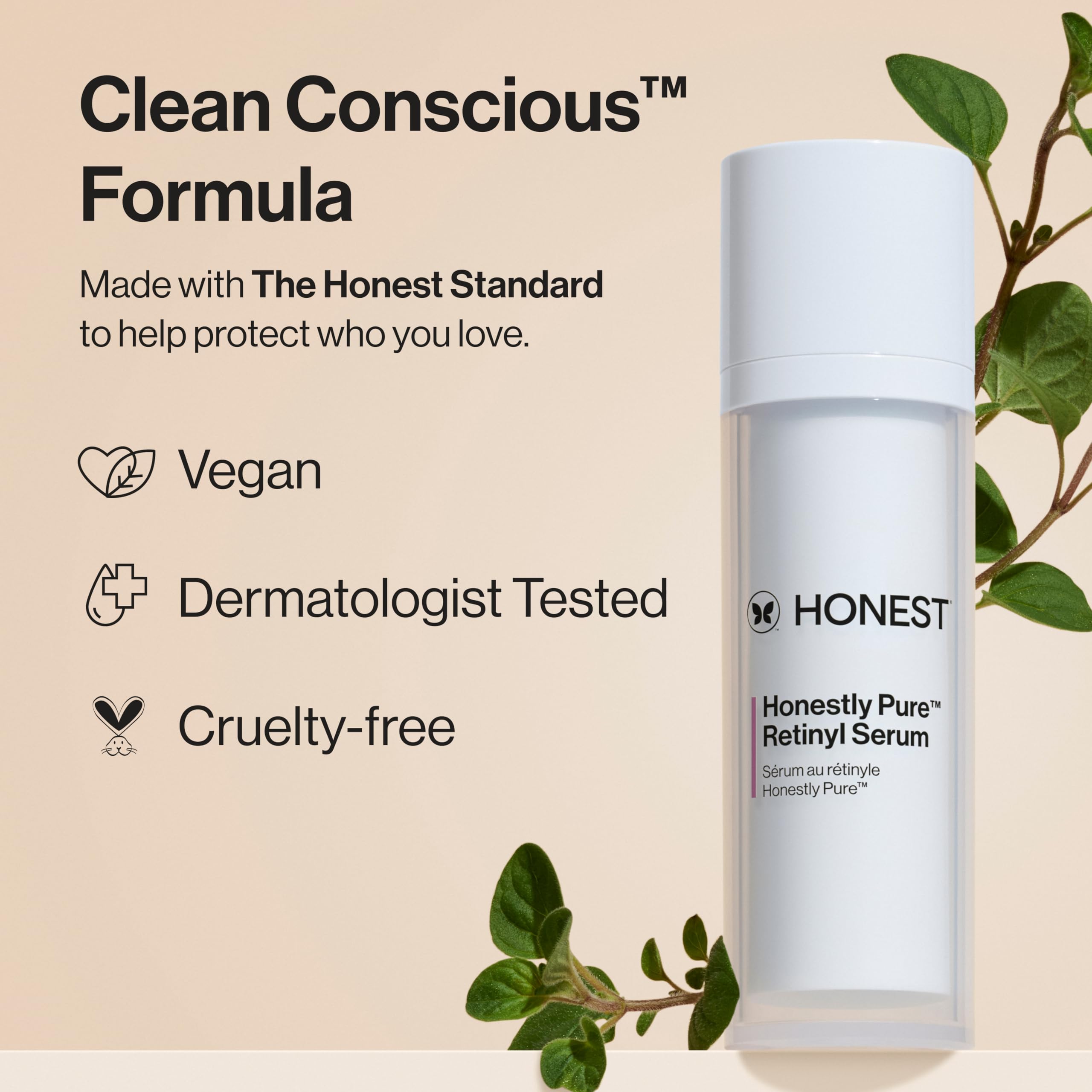 Honest Beauty Honestly Pure Nightly Retinyl Serum with Hyaluronic Acid hydrates overnight