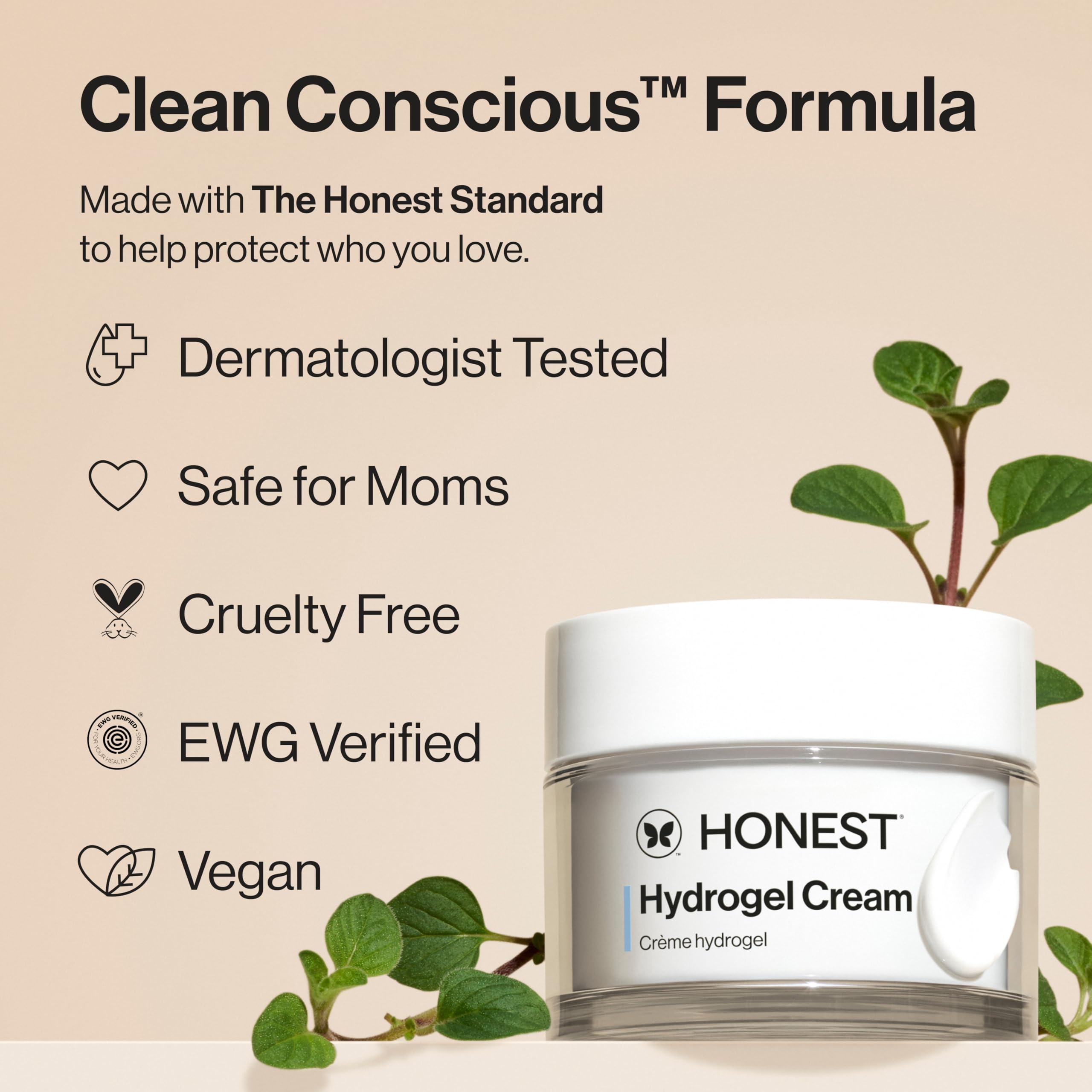 Honest Beauty Hydrogel Cream dewy-finish closeup reveals luminous glow.