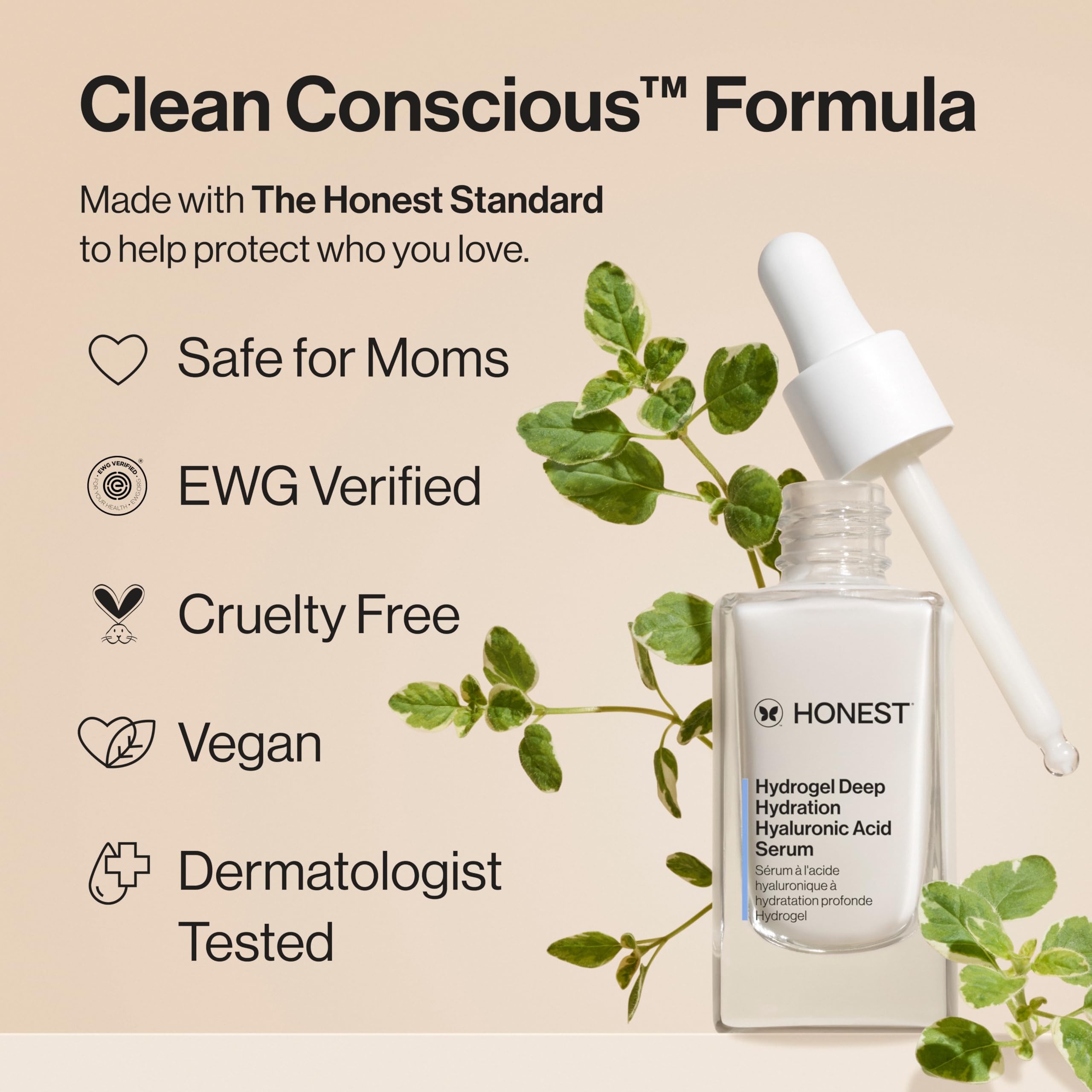 Absorción rápida del Serum de Honest Beauty para piel fresca.