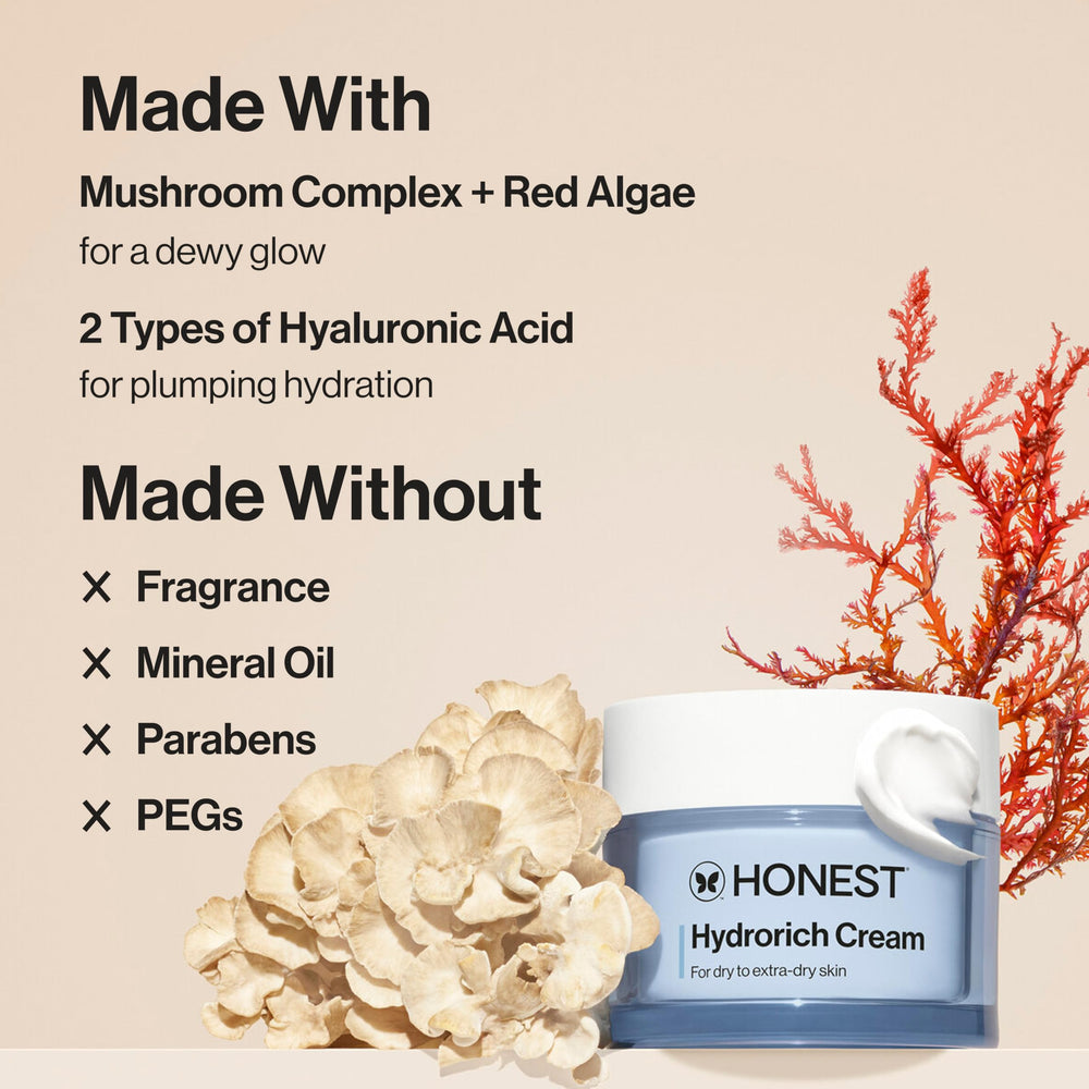 Honest Beauty Hydrorich alga roja aporta brillo suave.
