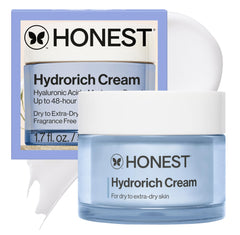 Honest Beauty Hydrorich crema en frasco con hidratación profunda.