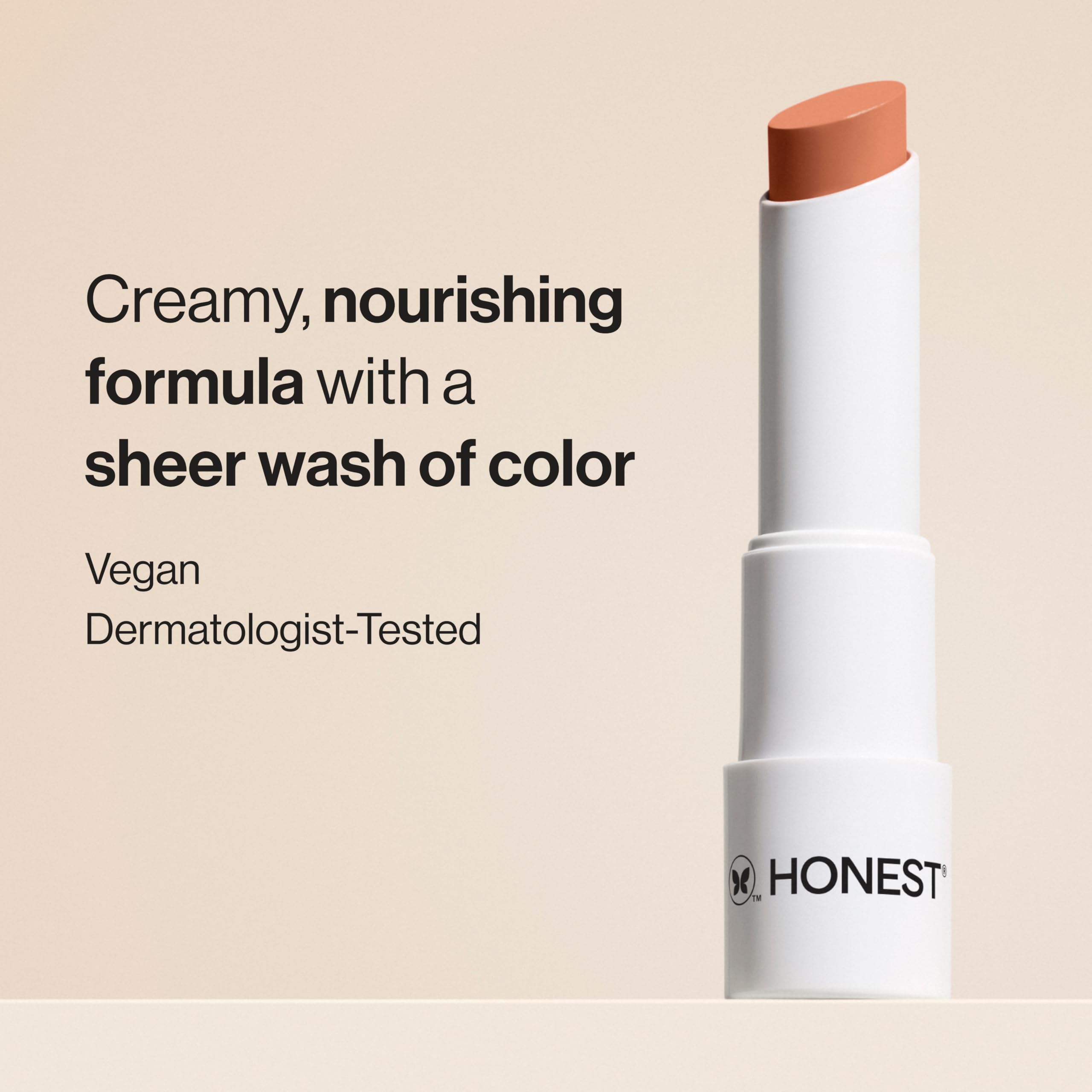 Honest Beauty Blood Orange tinted lip balm swatch with red-orange tint and moisture.