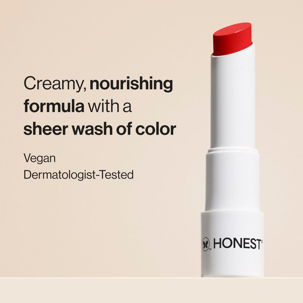 Honest Beauty Lychee Fruit swatch with nude glow and hydration