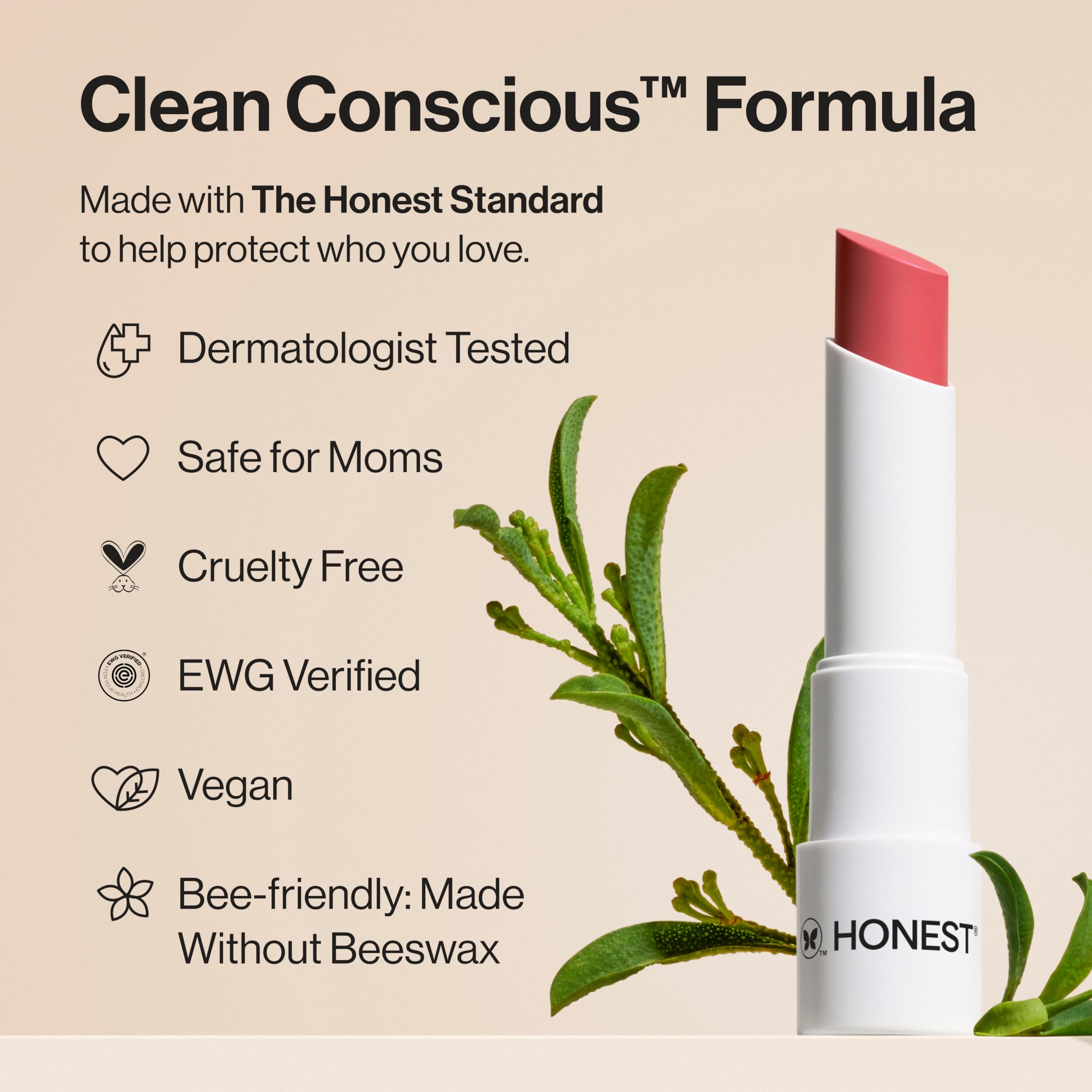 Honest Beauty Plum Drop Balm packaging emphasizes vegan, cruelty-free promise.
